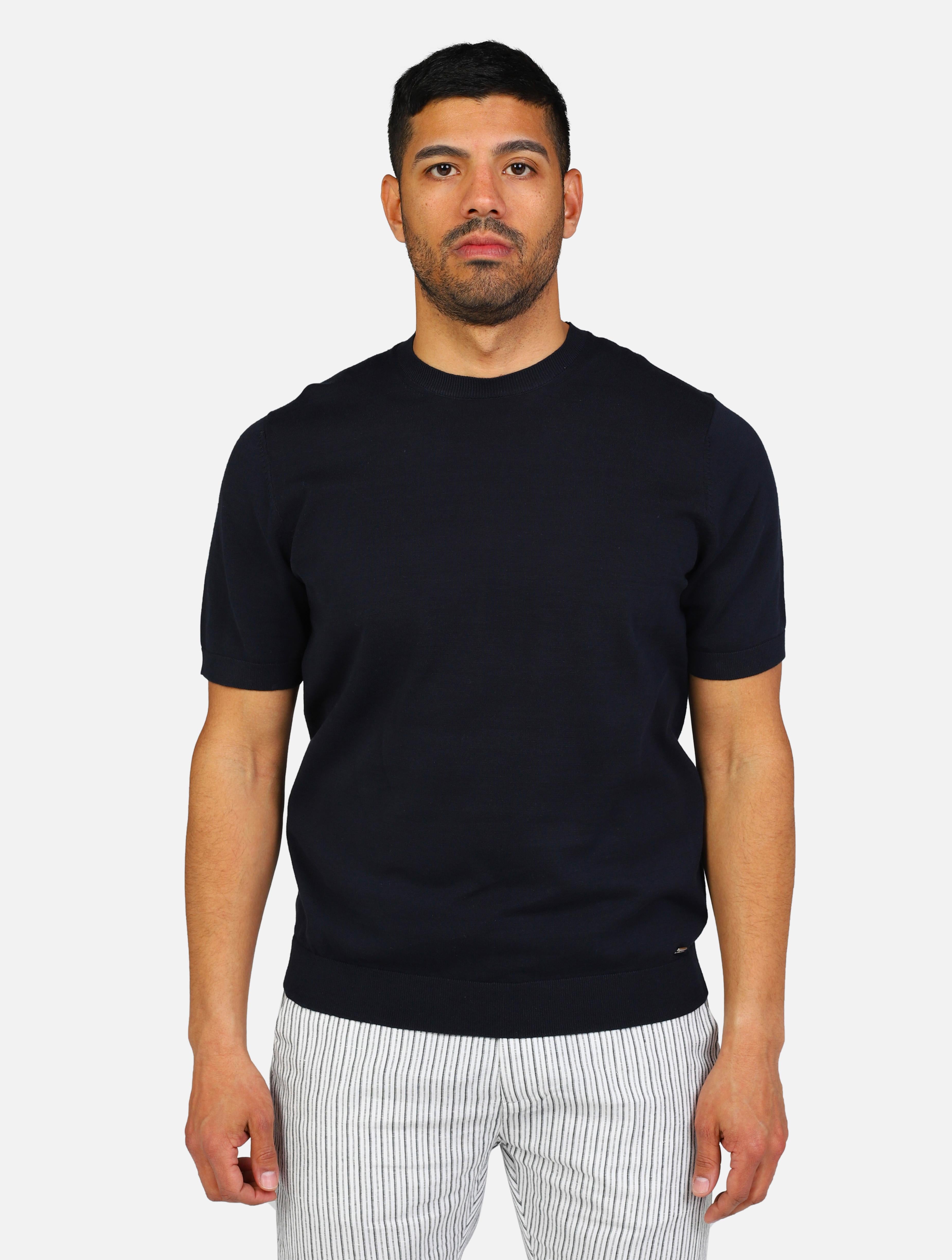 Art mk10004: maglia girocollo in puro cotone blue uomo 