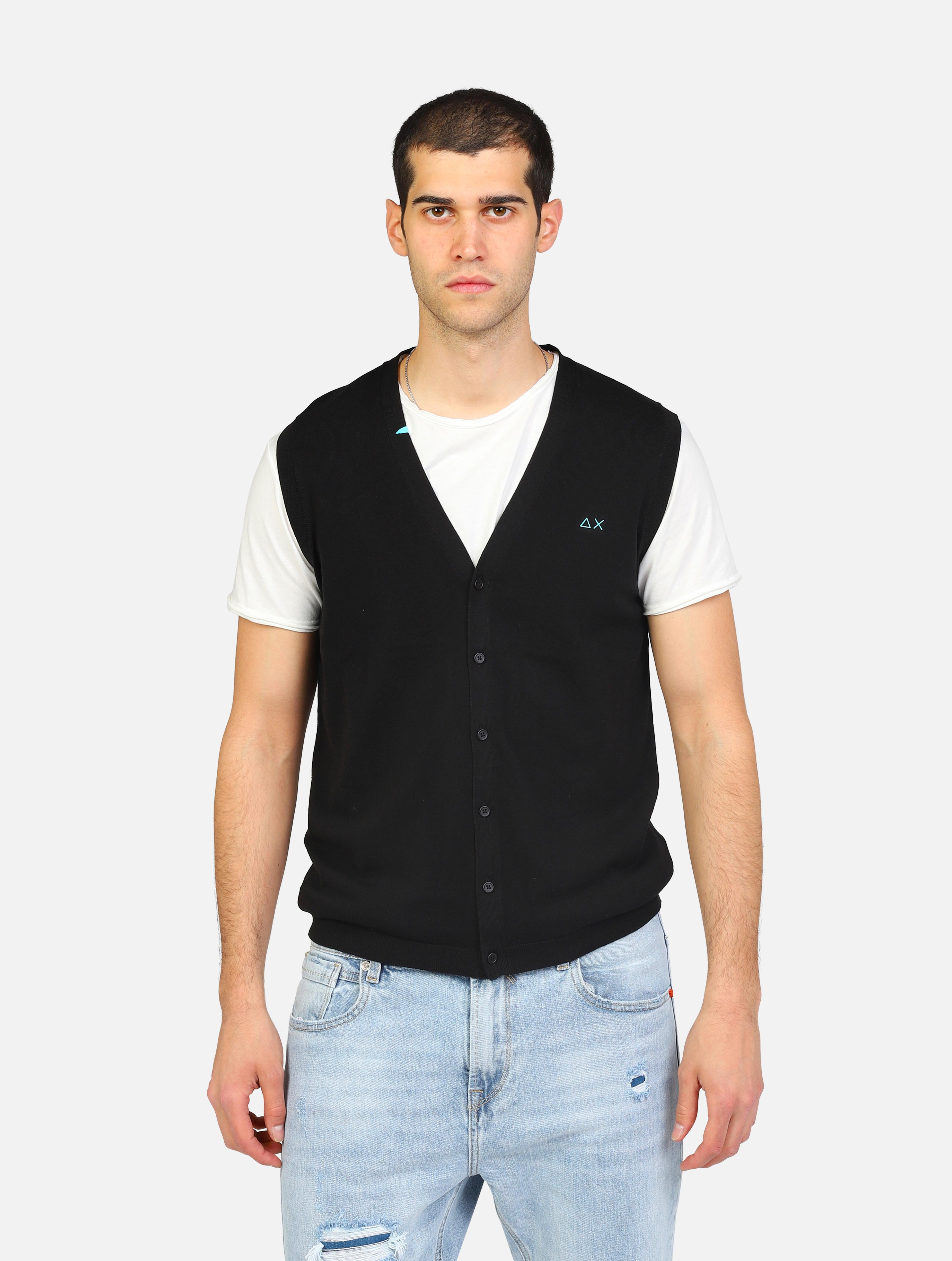 gilet SUN68 K34103 GILETGILET BUTTON 11NERO