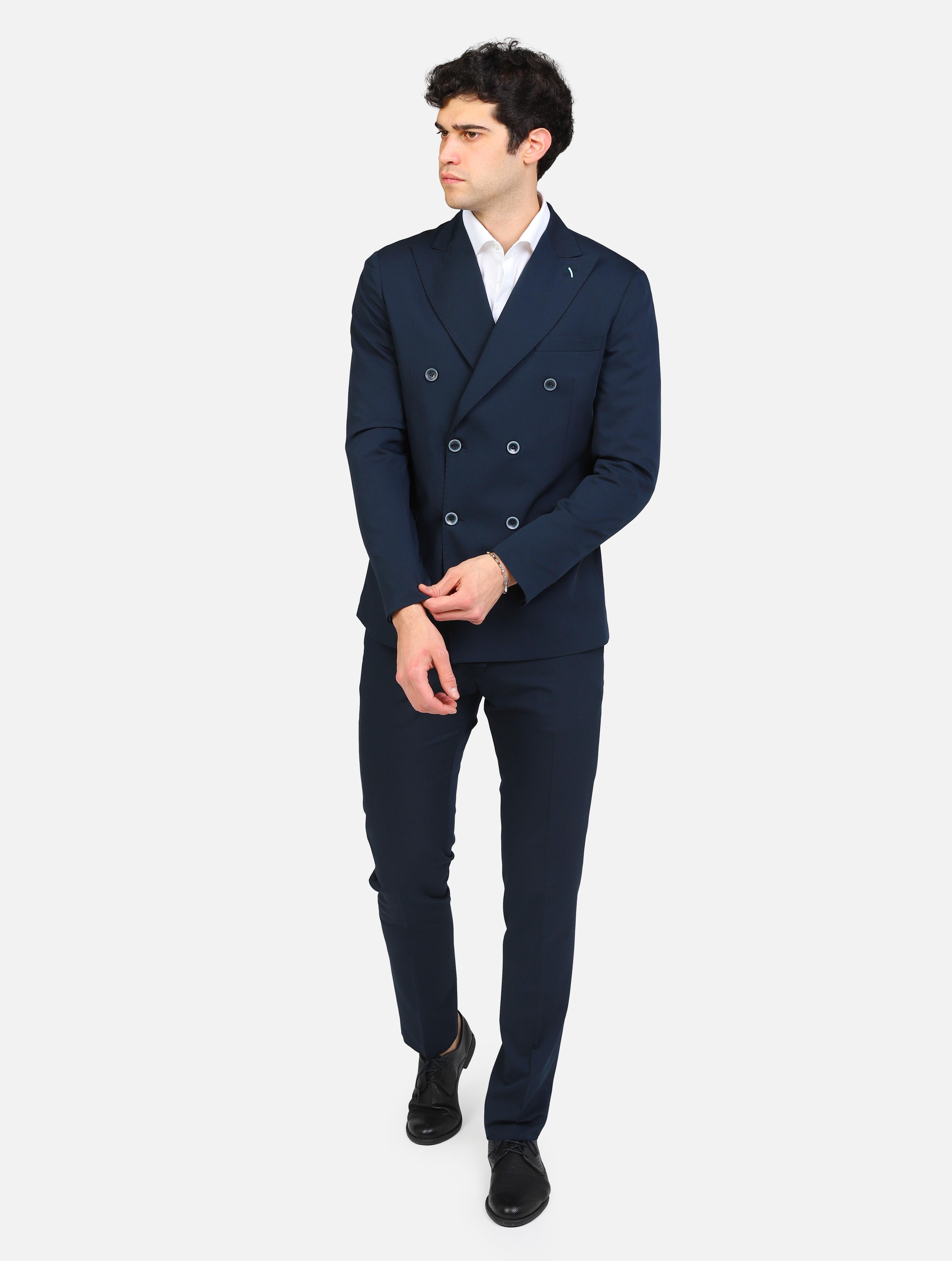 Art oc1s2s5a06: abito con giacca doppio petto rever a lancia blu uomo 