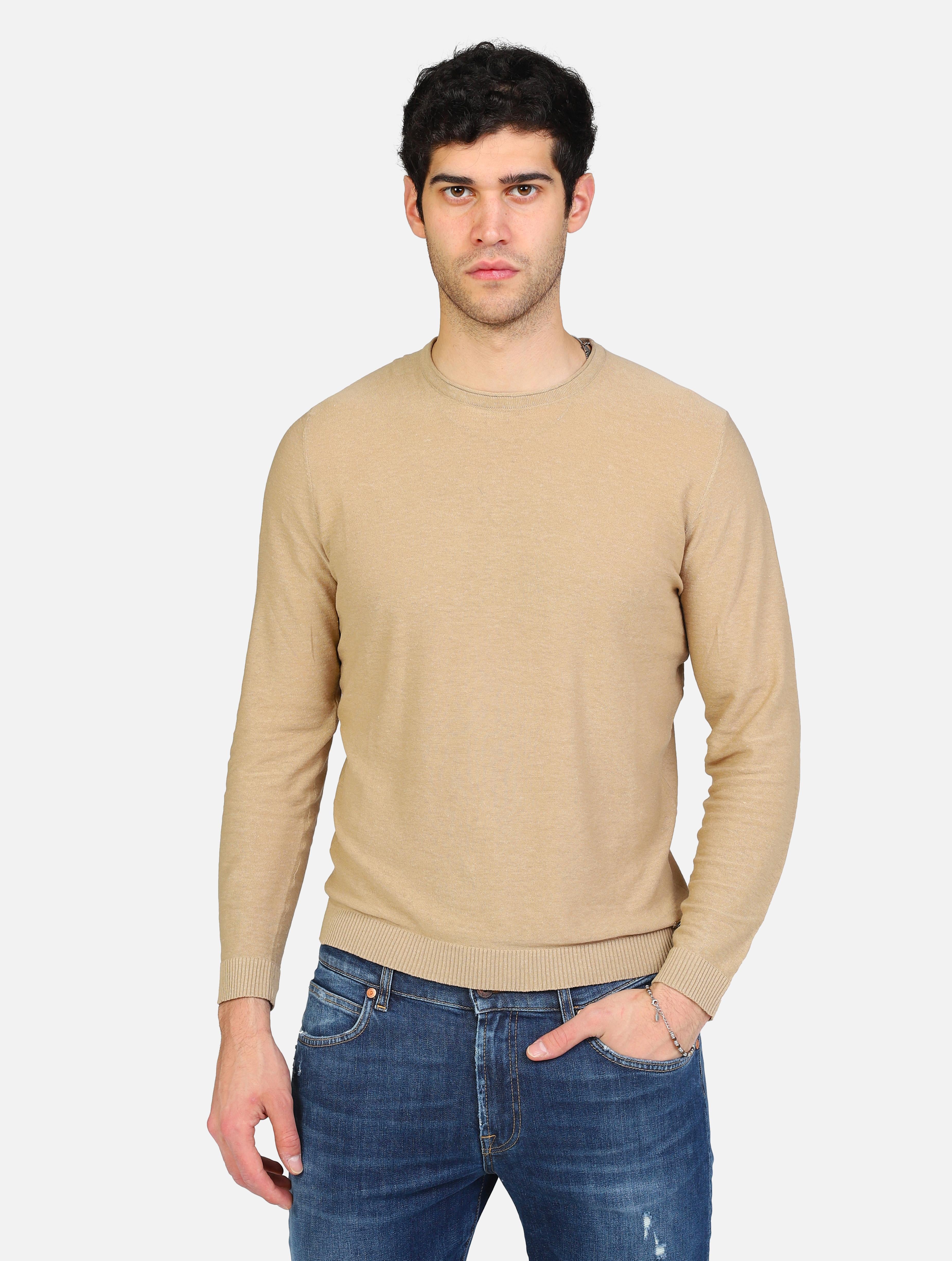 art. mk890014: maglia girocollo  manica lunga misto lino