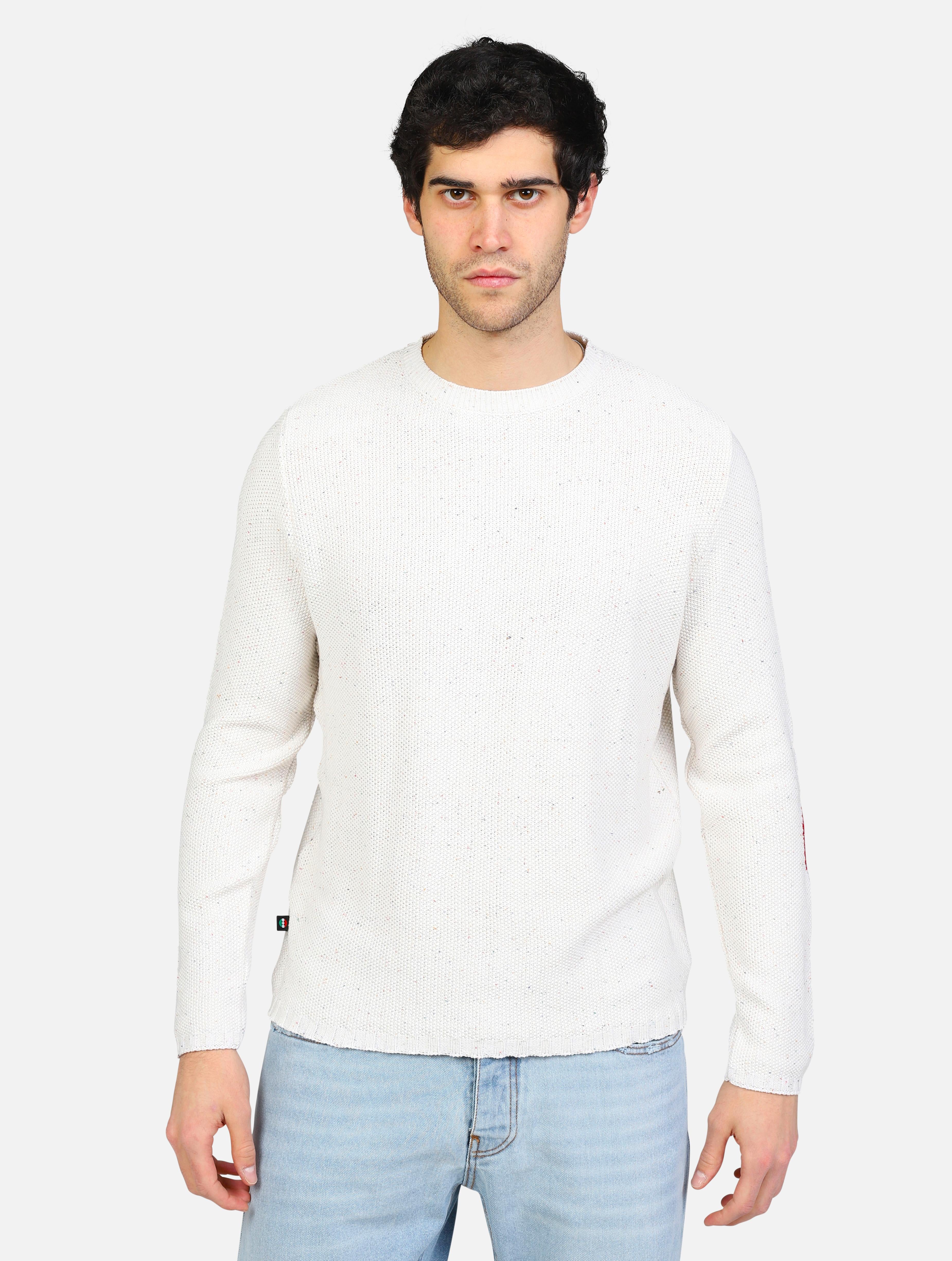 Art ma3dbittp: maglione 3d con toppe bianco uomo 