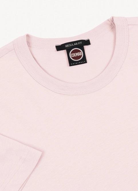 T-shirt logata in cotone rosa uomo 