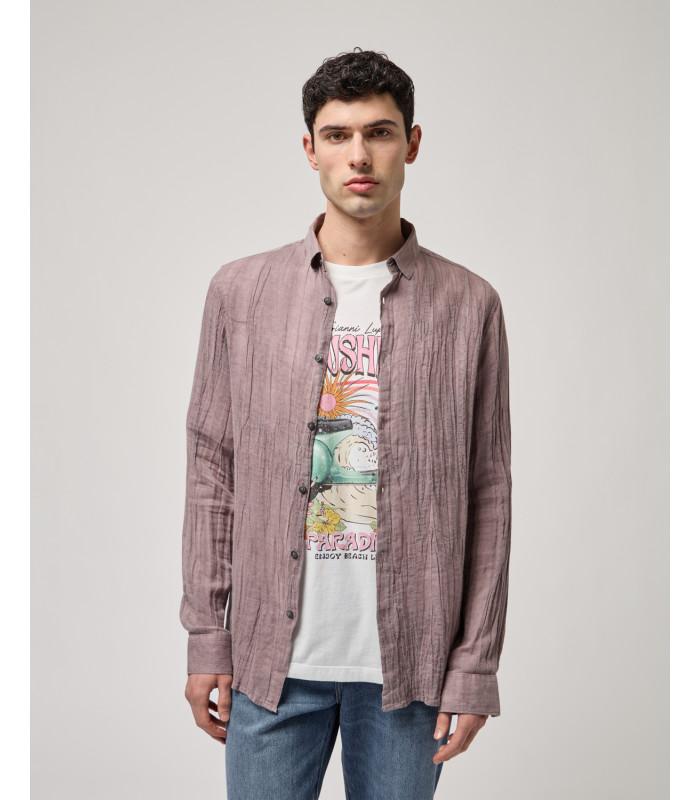 Camicia tessuto morbido malva uomo 