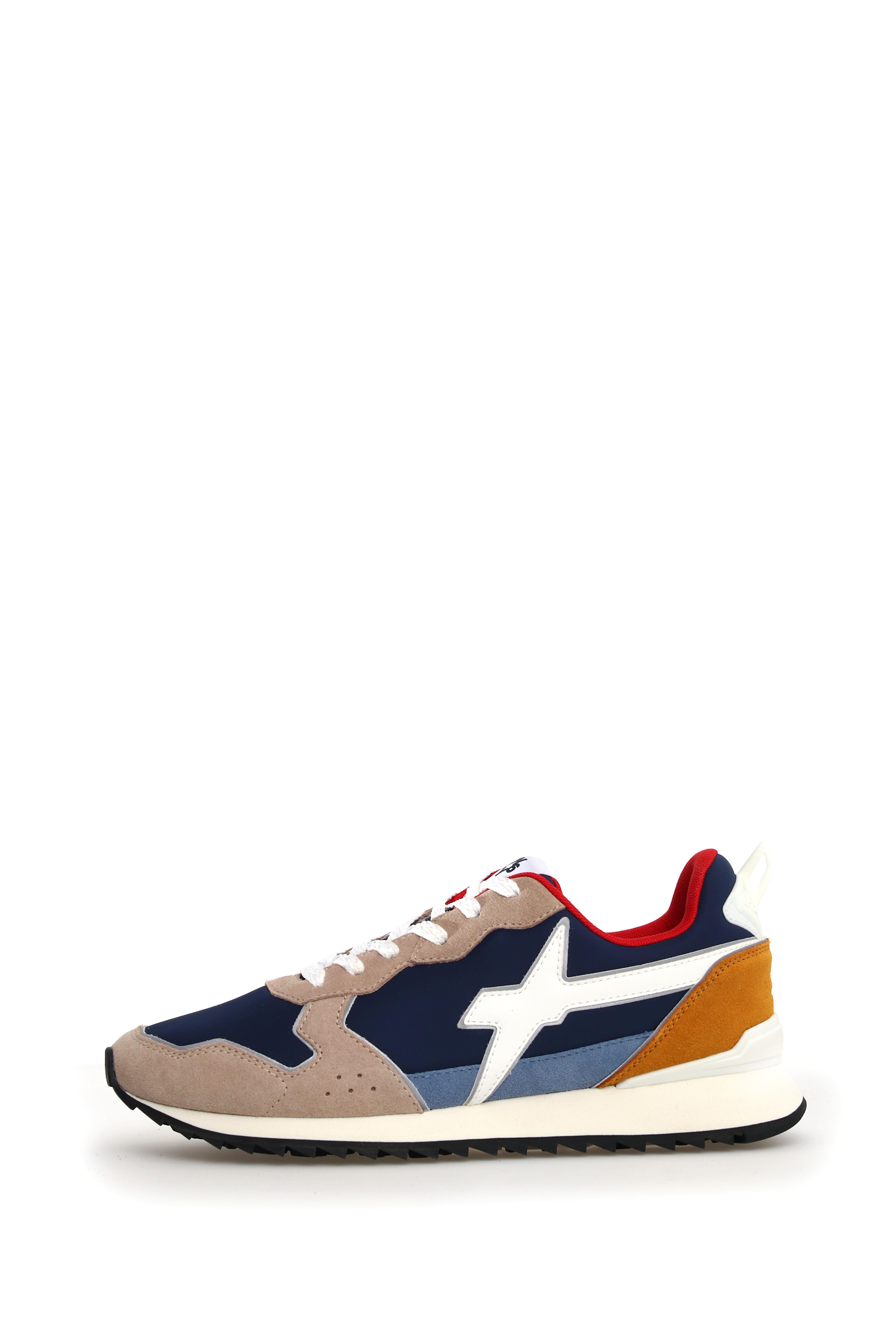 Art jet-m 54 1e45: sneakers in tessuto misto multicolor beige navy uomo 