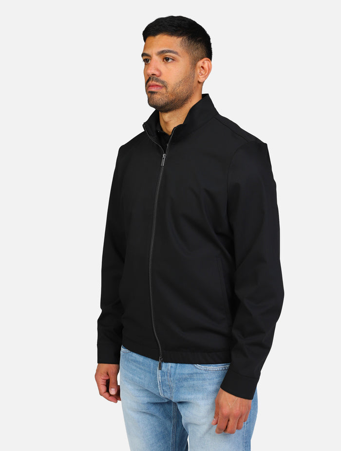 art. ja-rewind-ss25: giubbino collo alto, chiusura a cerniera e tasche laterali a taglio