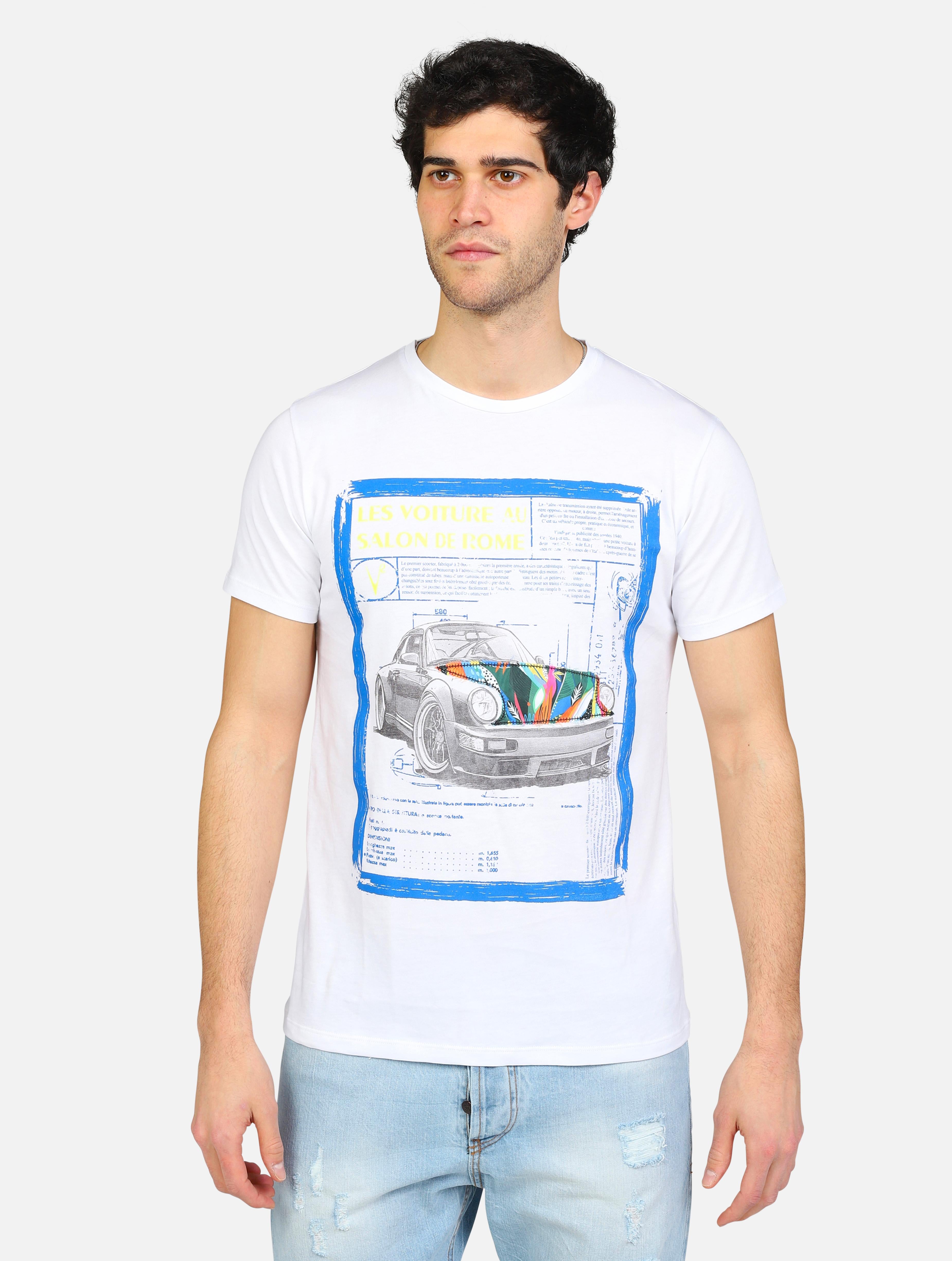 Art tupor: t-shirt con disegno porsche bianco uomo 