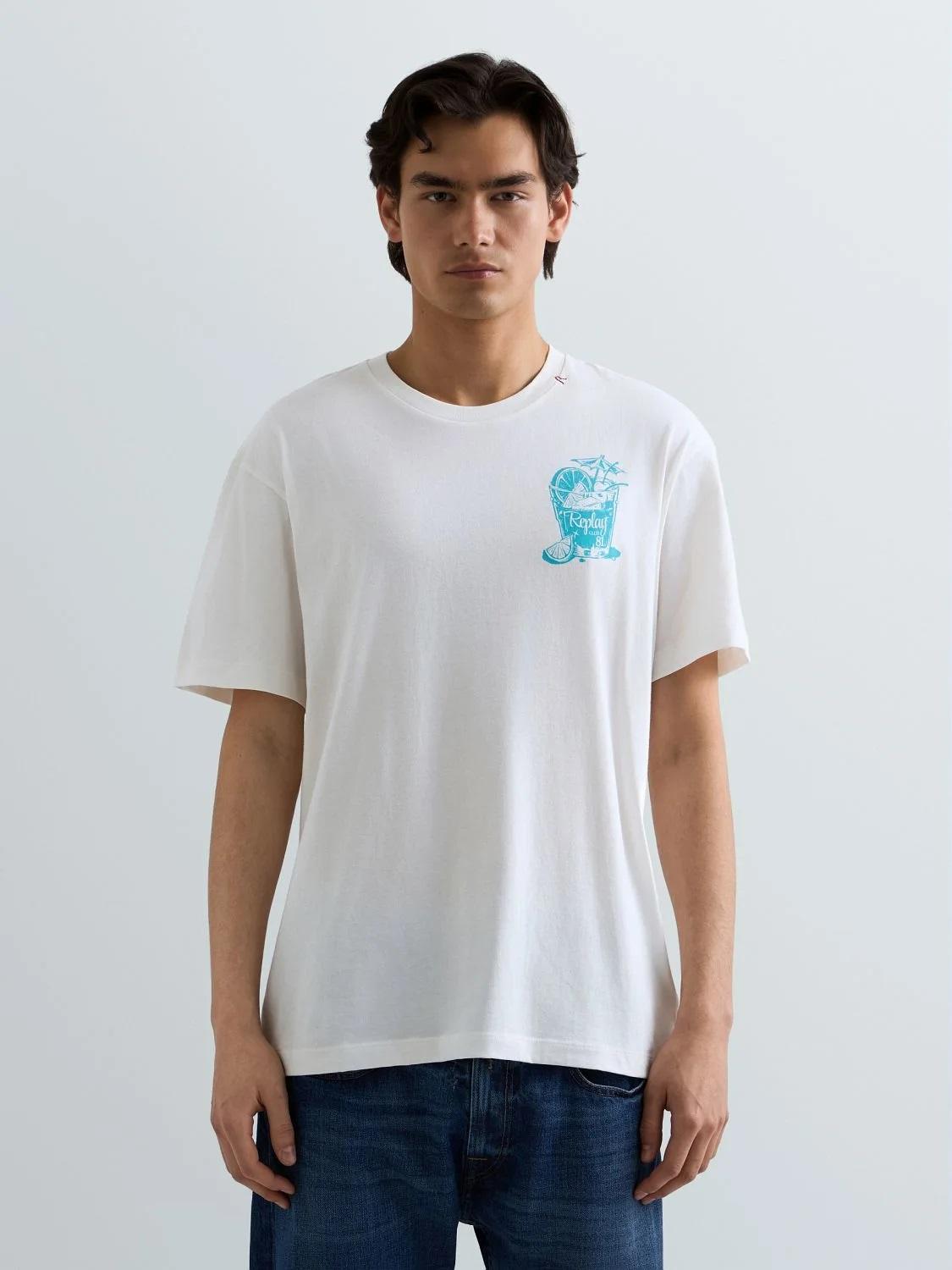 T-shirt bicchiere 81 replay bianco uomo 