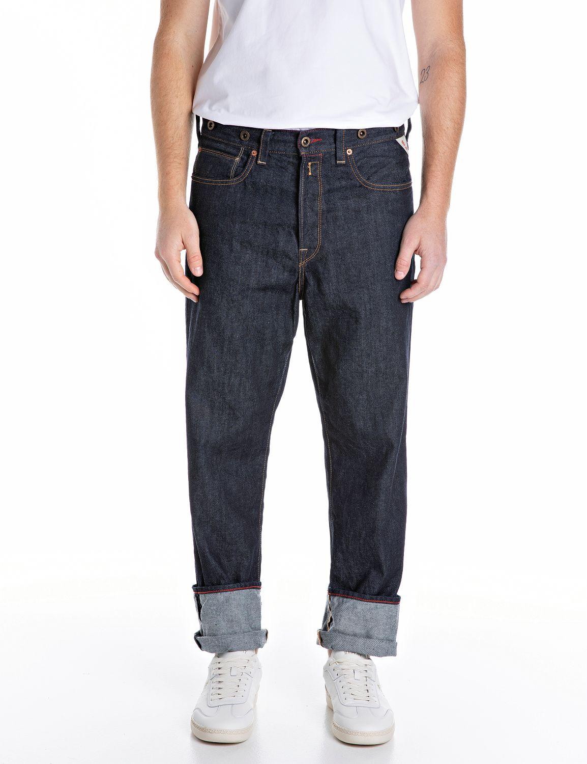 Art m1040r: jeans basico relaxed fit denim scuro uomo 