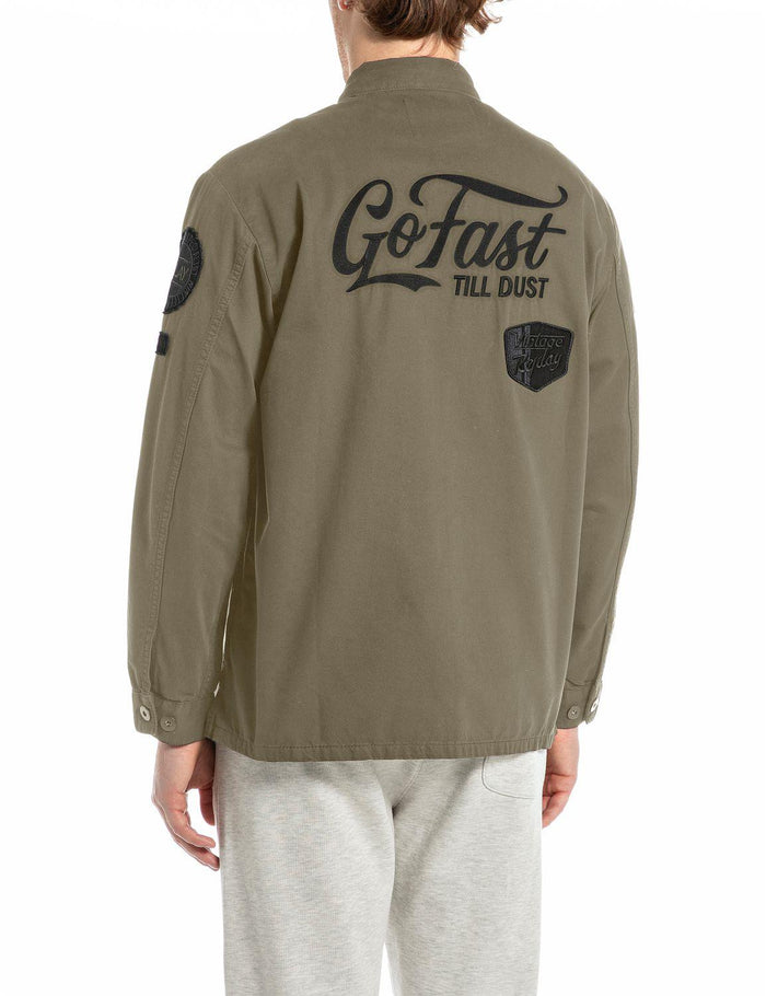 giubbino militare due tasche applicate con pachwork