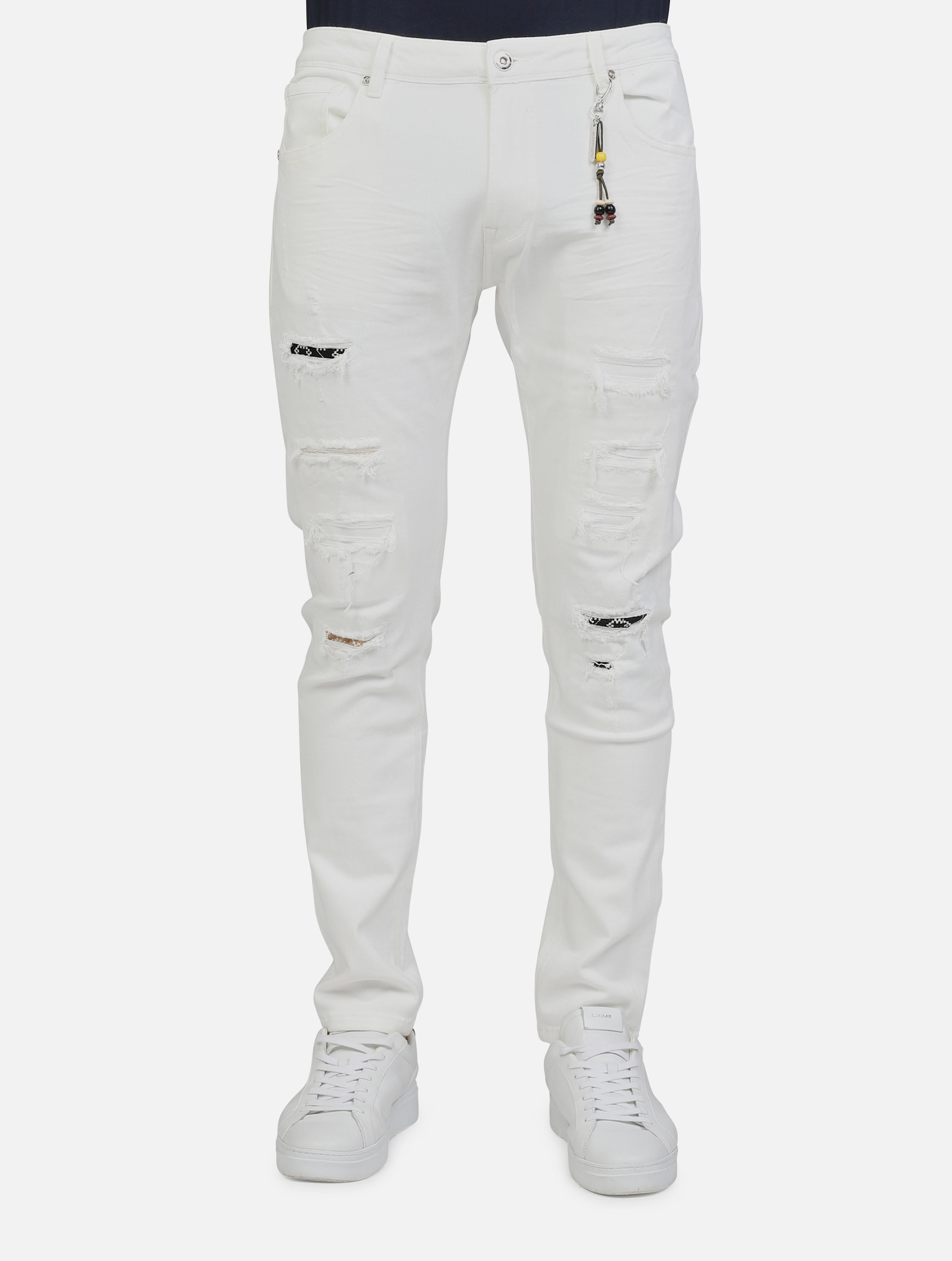 Art gl182f: jeans kevin skinny fit white uomo 