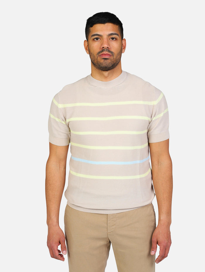 art. oc1s2s5m12: maglia paricollo mezza manica rigata
