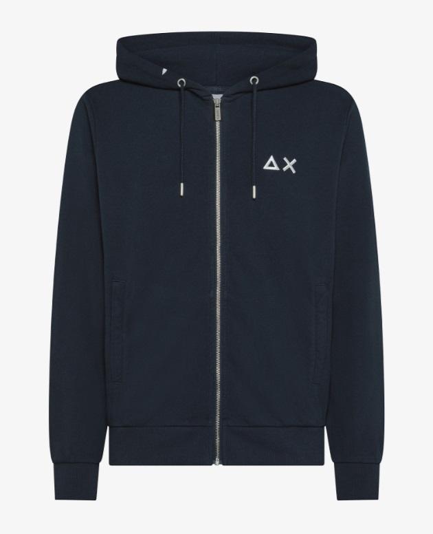 art. f35101: felpa hoodie con cappuccio con dettaglio a contrasto e tasche sui lati