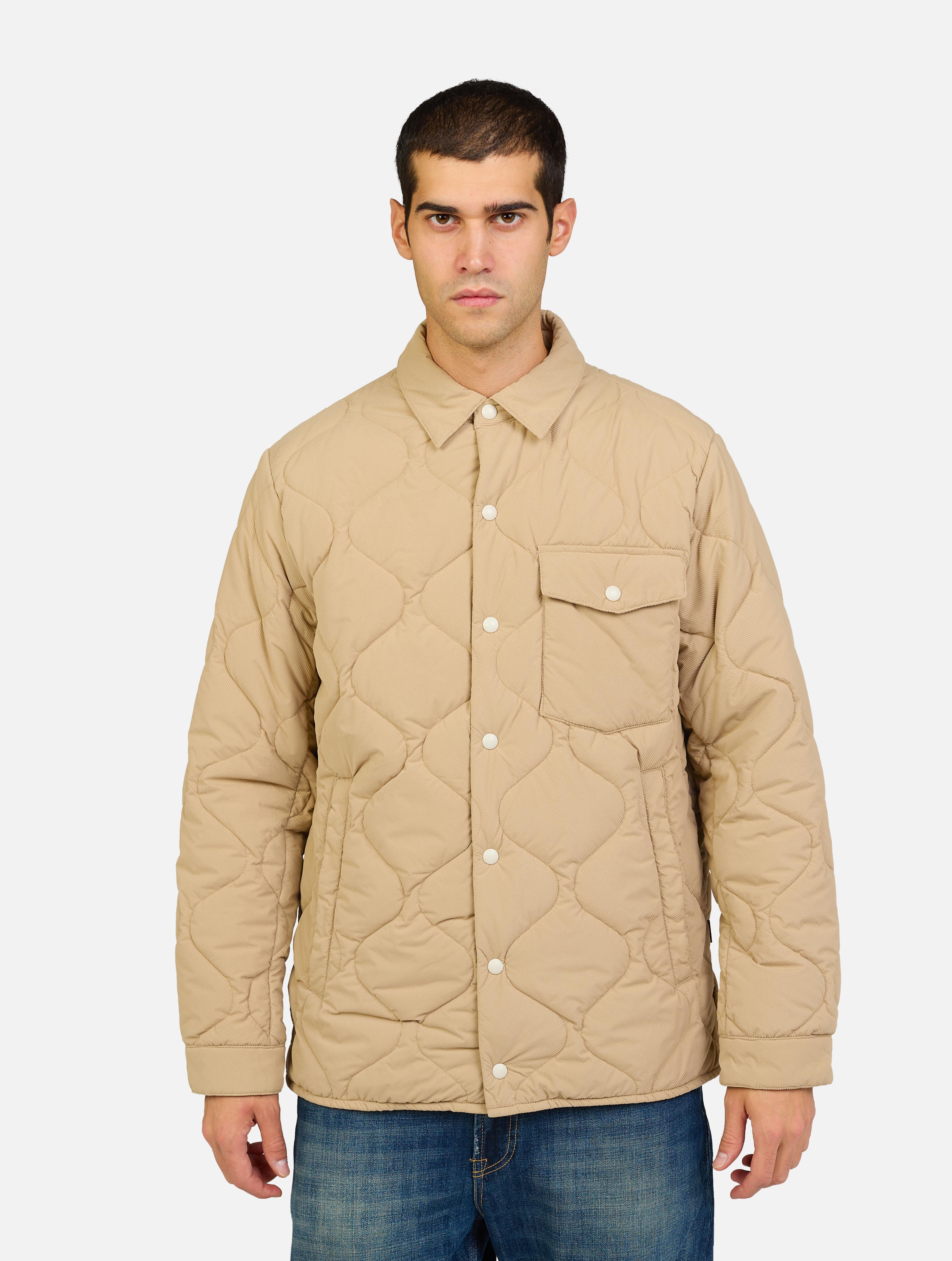 Giacca in velluto trapuntata con chiusura clip beige uomo 