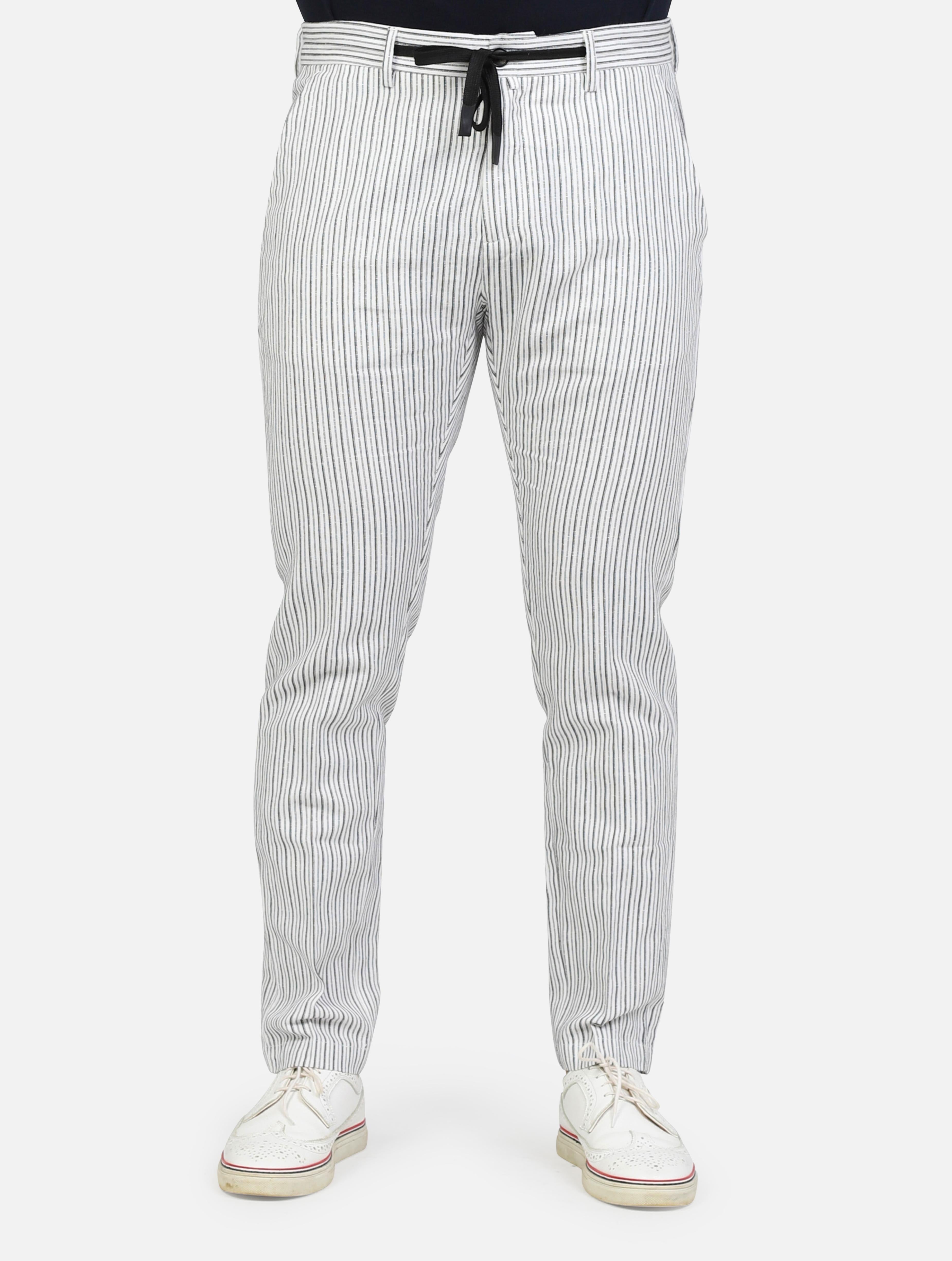 art. gl5173bd: pantalone con doppia chiusura in lino