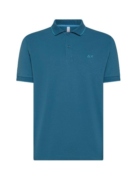 art. a35110: polo small con riga a contrasto con bordi a contrasto e chiusura a bottoni