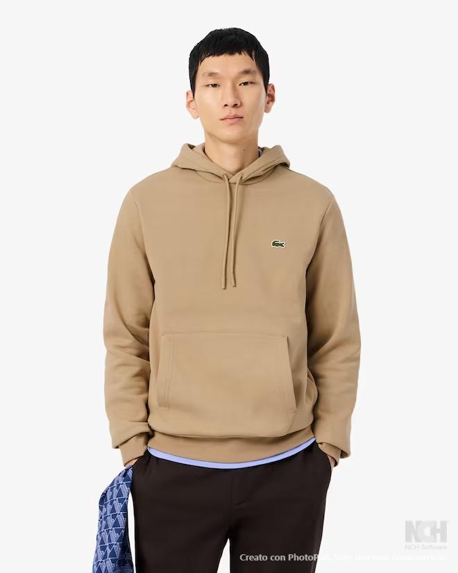 Sweatshirts con cappuccio rifinitura su collo polsini e girovita beige uomo 