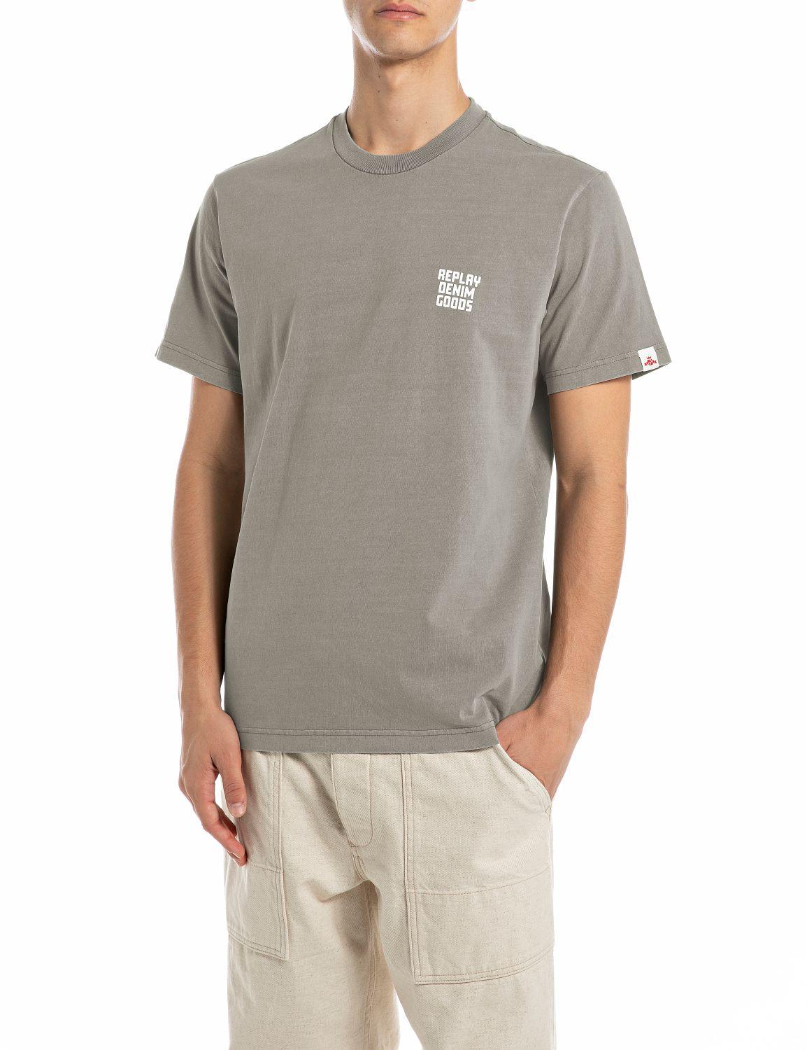 t-shirt classica con logo replay denim applicato