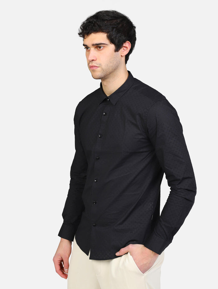 art. gl111da: camicia collo piccolo con tessuto perforato