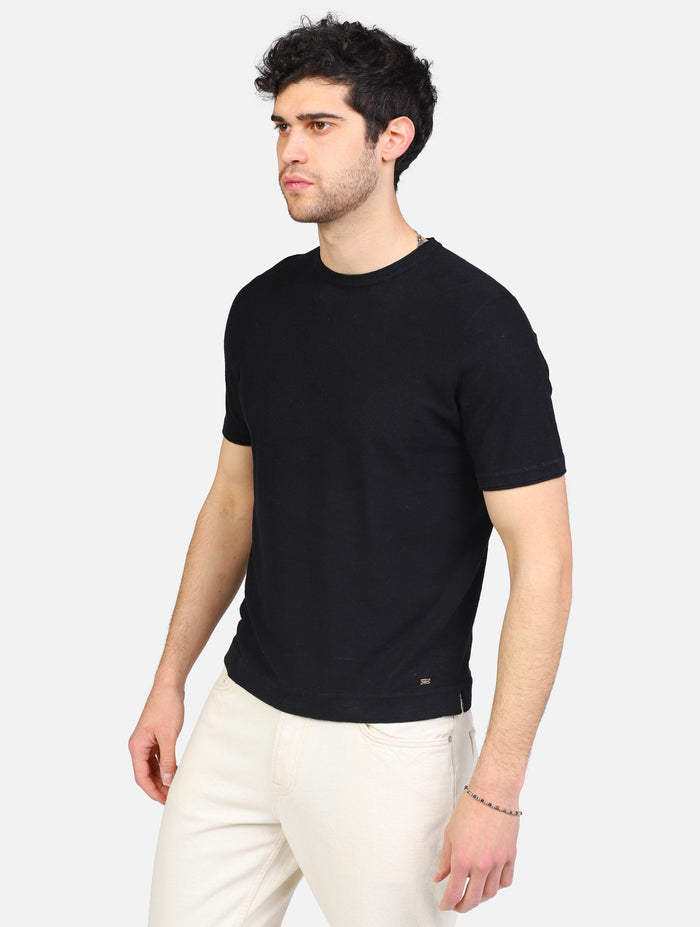 art. mk890015: maglia girocollo mezze maniche misto lino