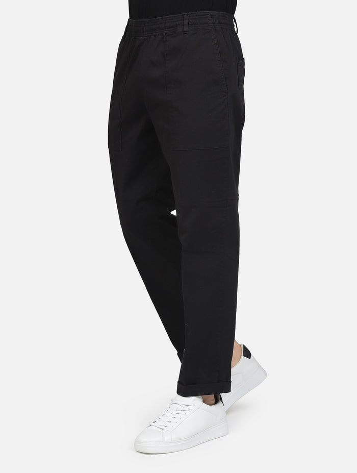 art. hook_2187: pantalone fatigue lungo con elastico in cintura relaxed fit