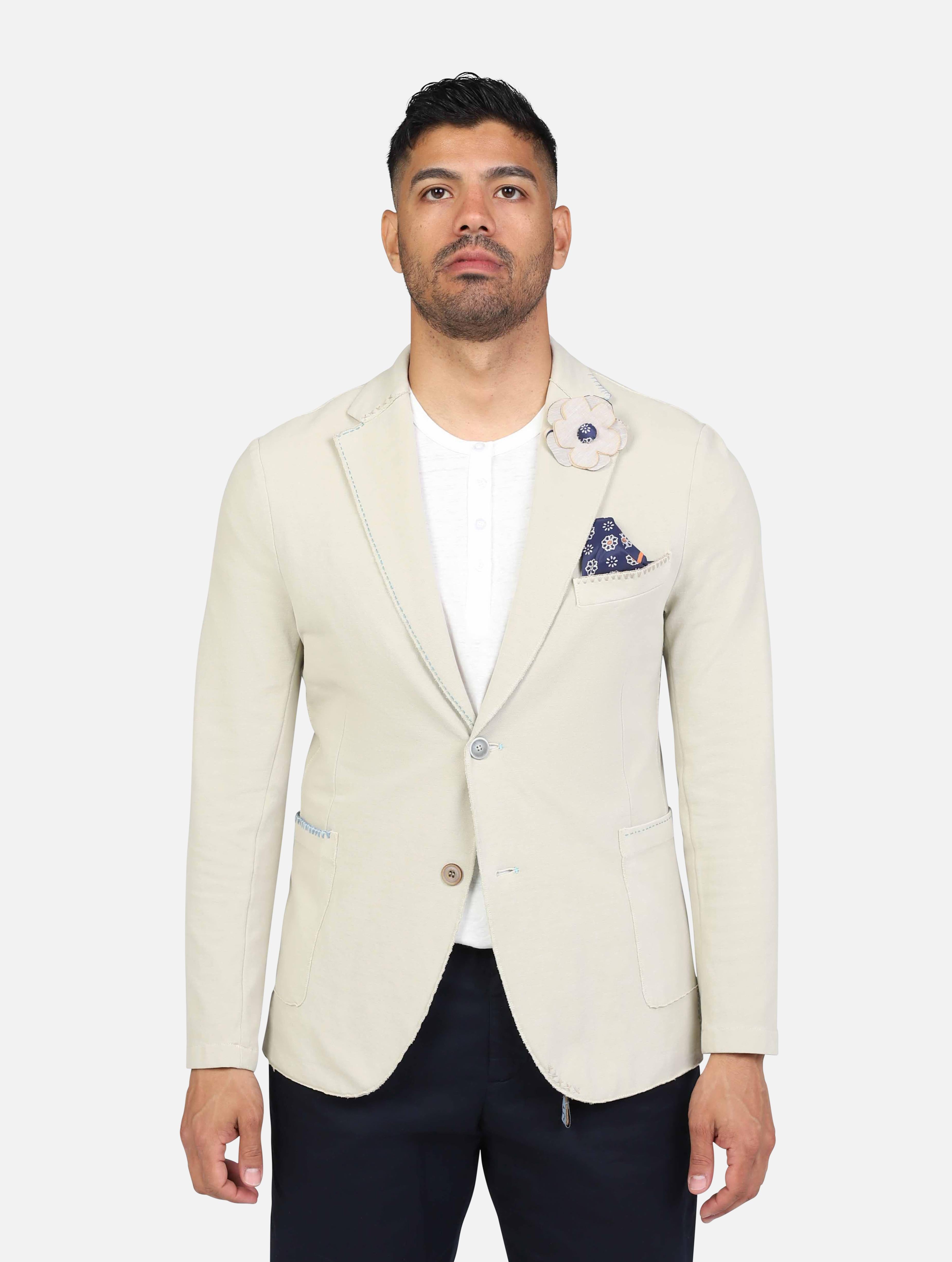 art. picky453: giacca monopetto piquet tinto capo con cuciture sulle tasche a vista