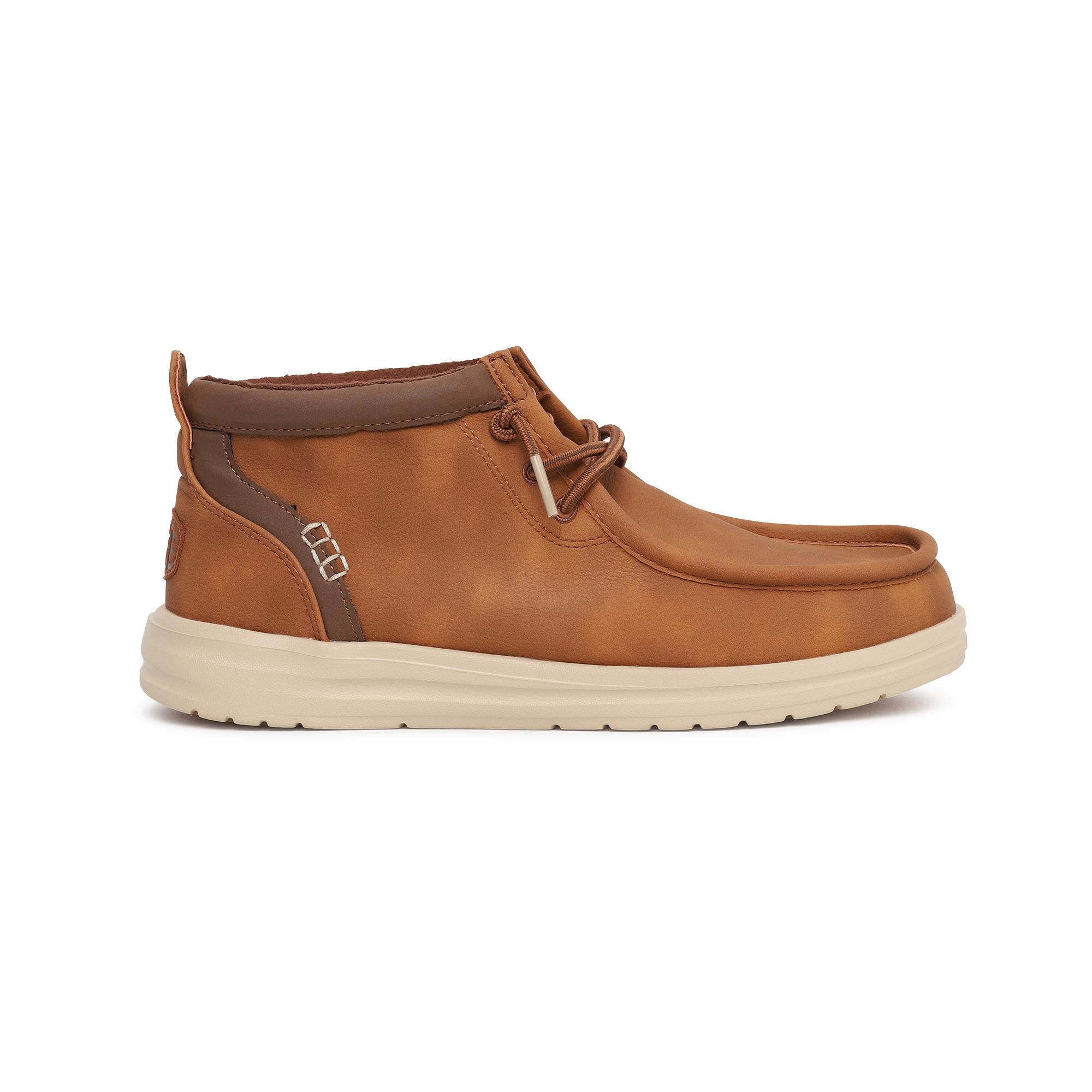 Mocassino traspirante e leggerissimo con tomaia in similpelle e collo in finto camoscio, suola antiscivolo cognac-tan uomo 