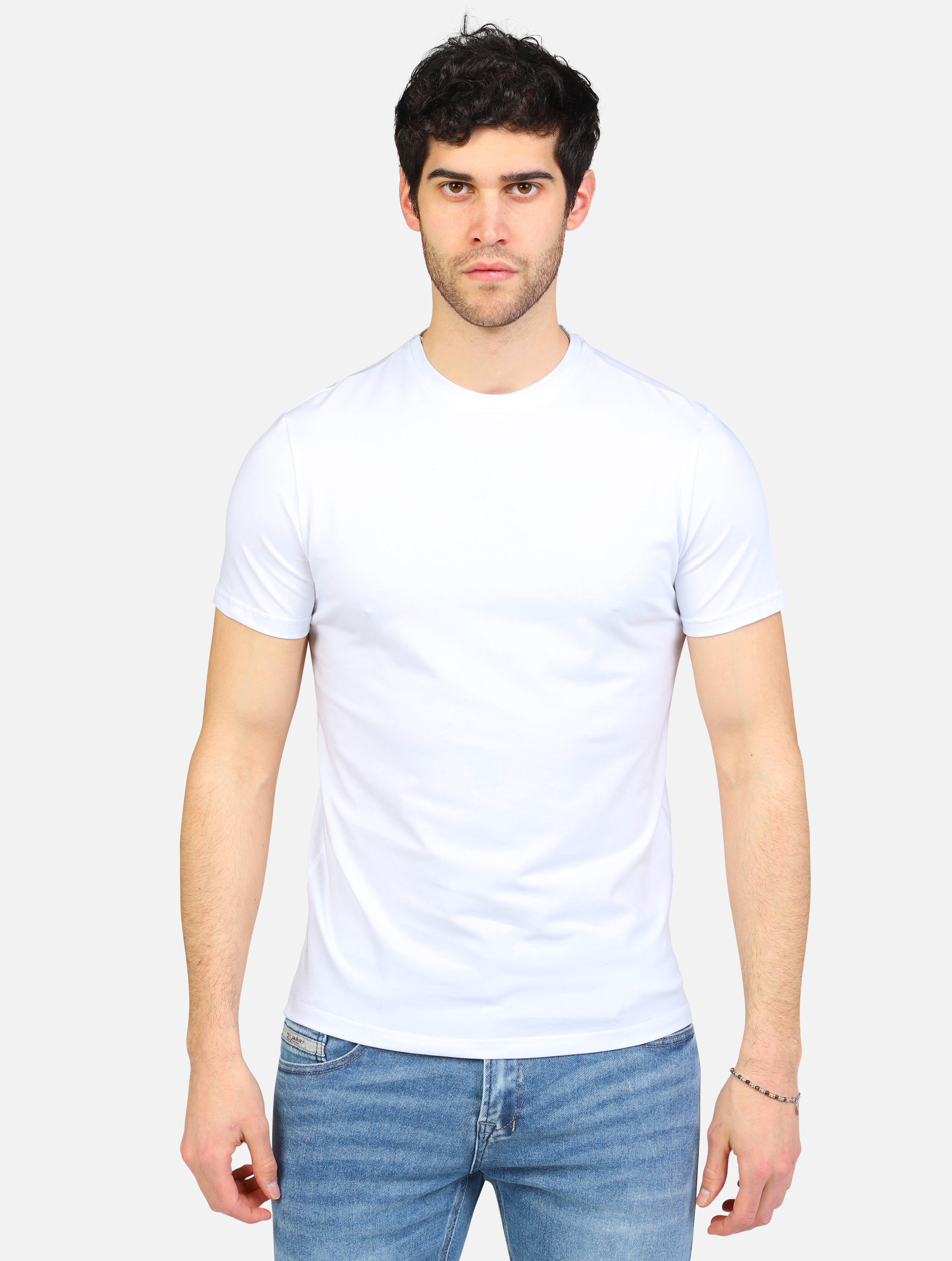 Art biel tee ms17: t-shirt basica girocollo super slim fit bianco uomo 