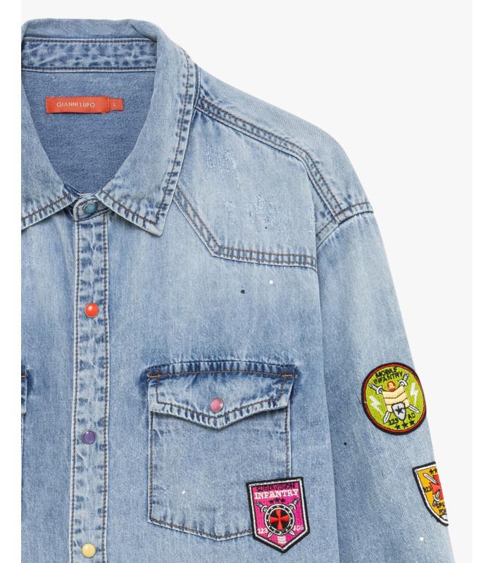 camicia jeans con tasche frontali