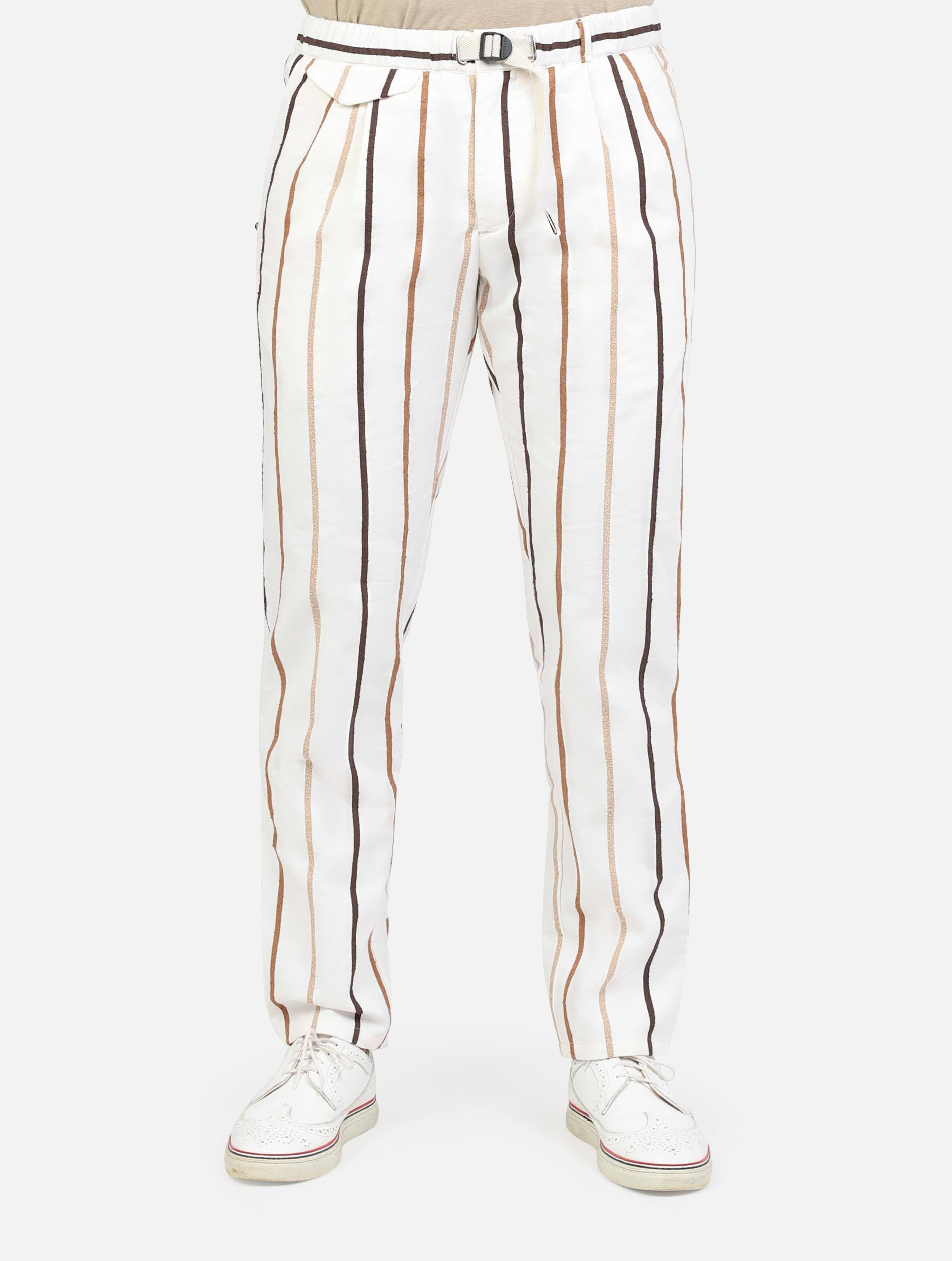 art. 25su12 317: pantalaccio con tasche a taglio, tasche sul retro e chiusura zip; fantasia a righe