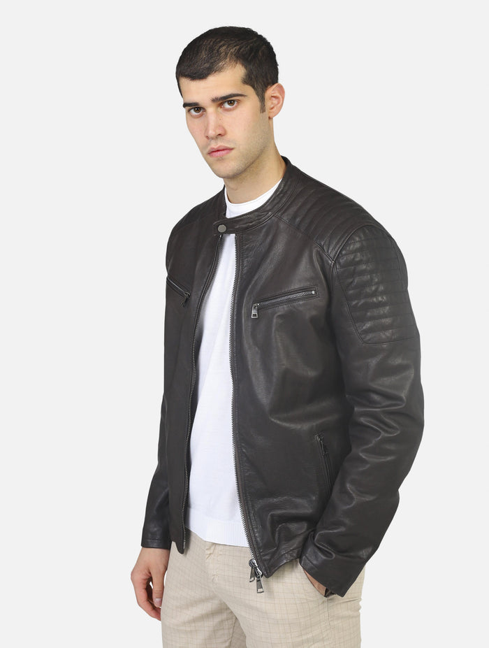 art. 1825 pelle nappa: biker in vera pelle