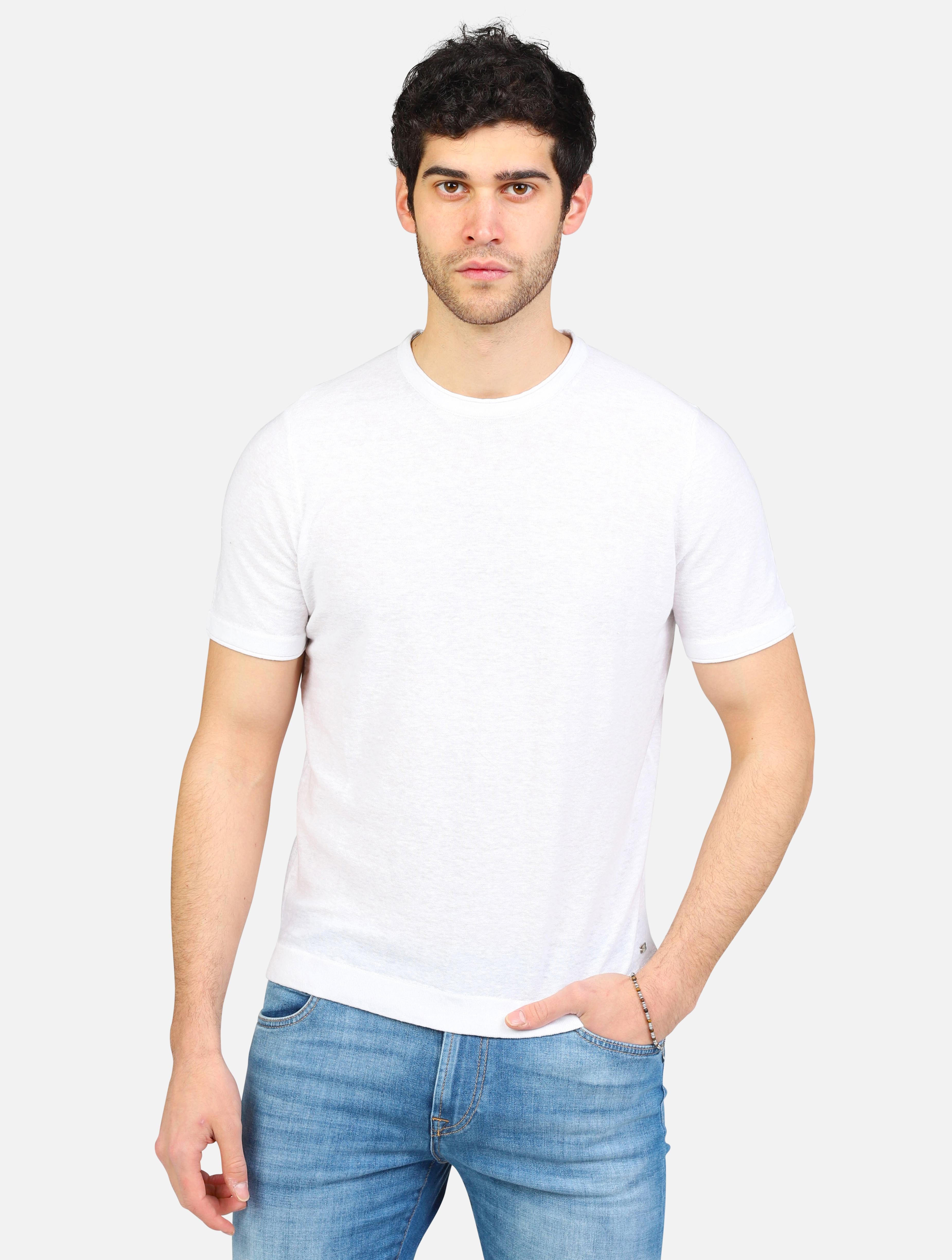 art. mk890015: maglia girocollo mezze maniche misto lino