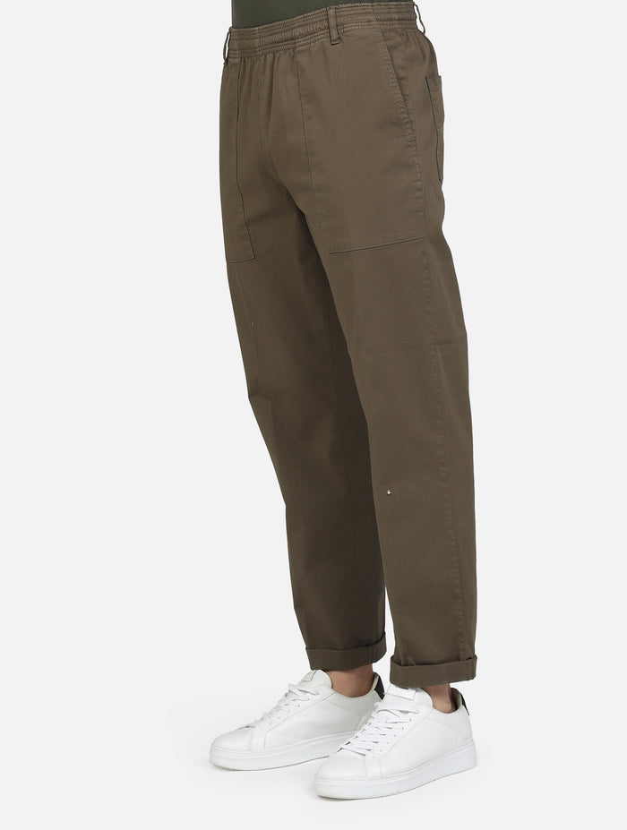 art. hook_2187: pantalone fatigue lungo con elastico in cintura relaxed fit