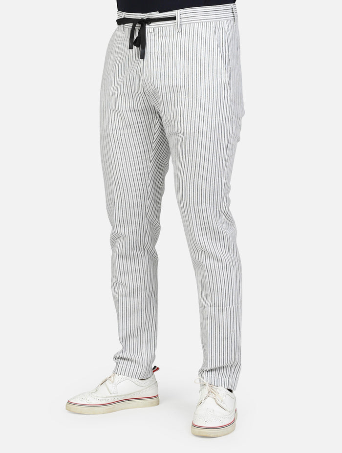 art. gl5173bd: pantalone con doppia chiusura in lino