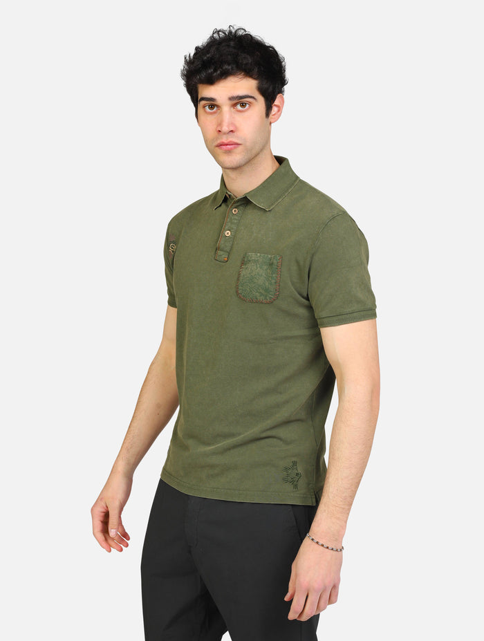 art. mk891090: polo mezza manica piquet con taschino popeline stampato