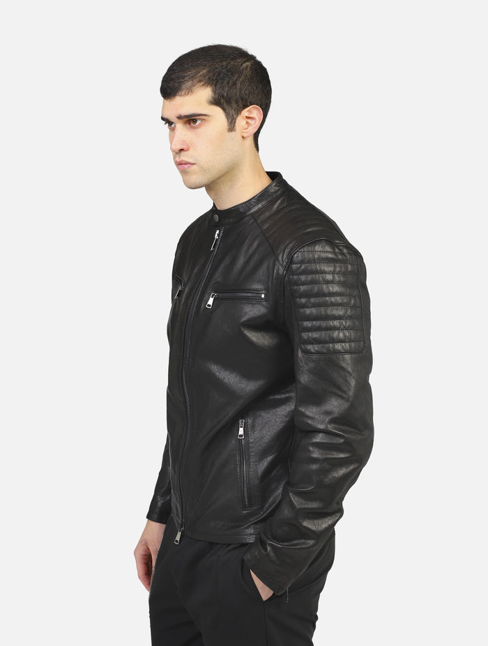 art. 1825 pelle nappa: biker in vera pelle
