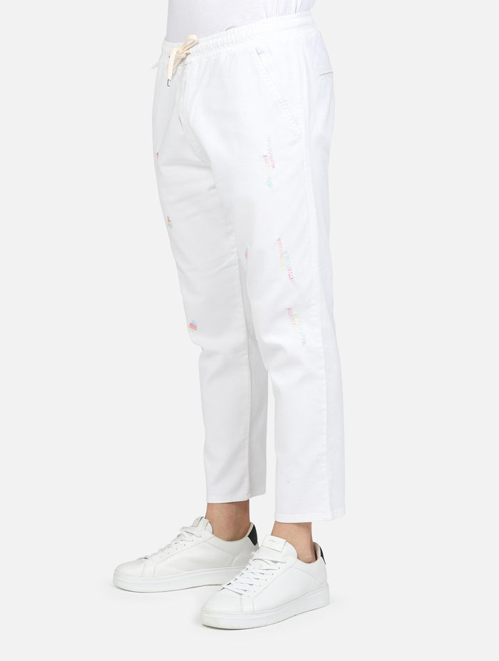 art. roctcricbi: pantalaccio cargo con tasche a taglio e cuciture colorate