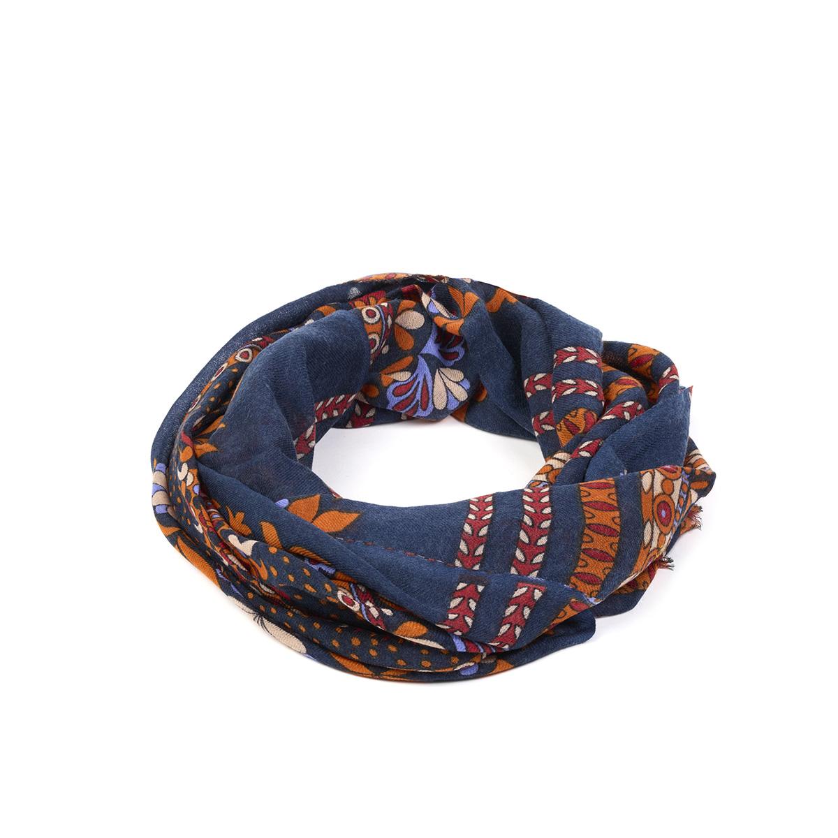 Adele sciarpa ricamata in pura lana vergine arancione uomo 