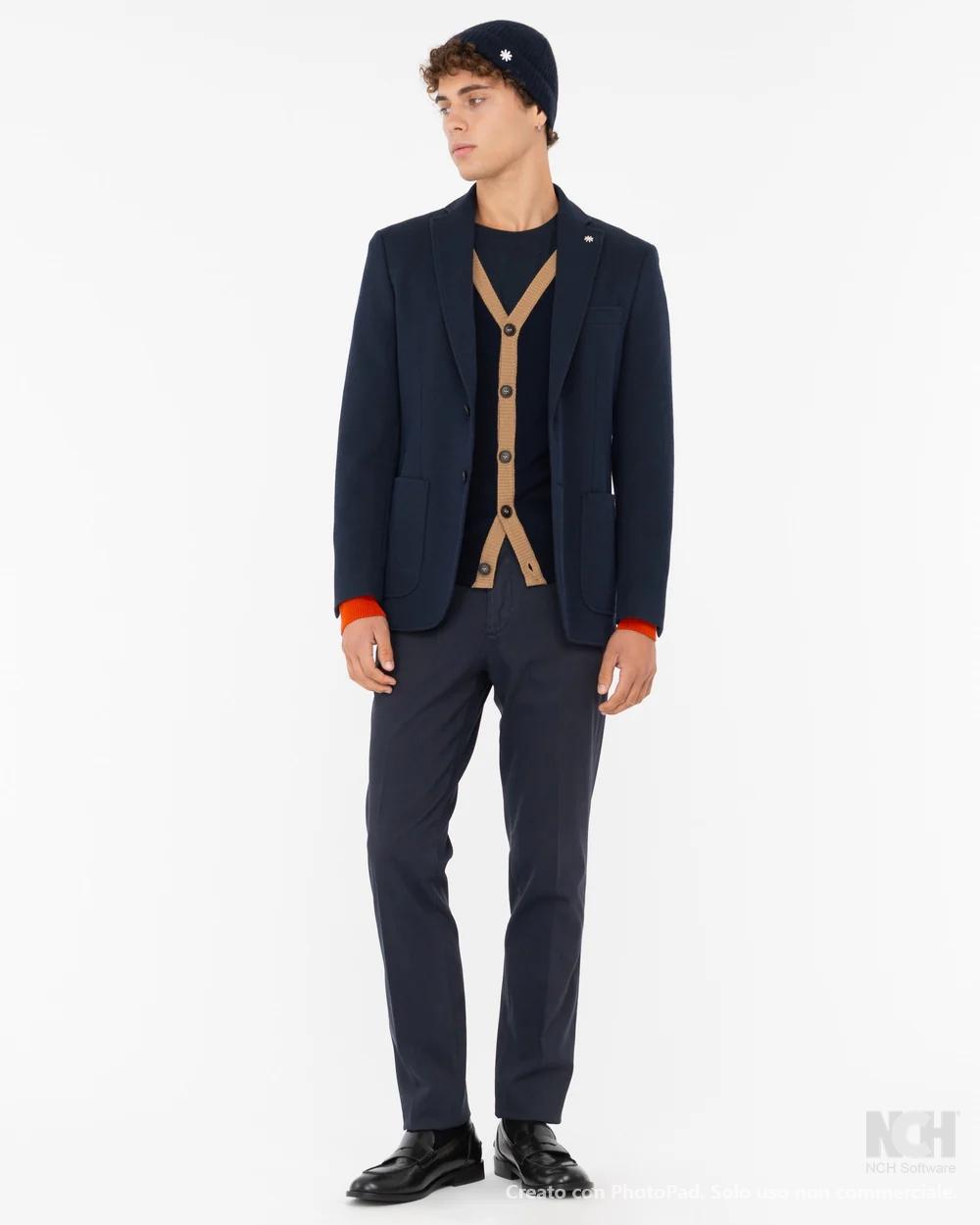 Pantalone tinto con quattro tasche a taglio blu uomo 