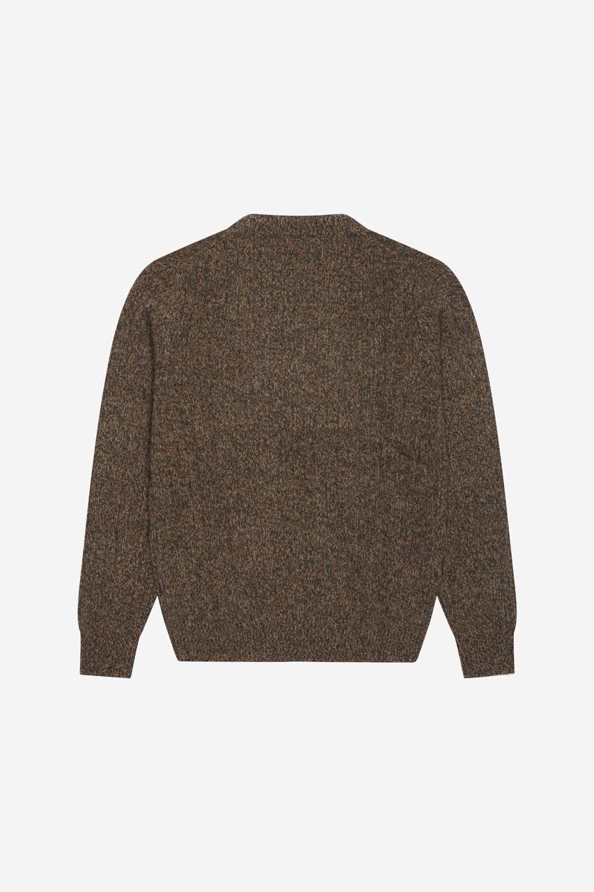 Maglione girocollo 100% lana marrone uomo 