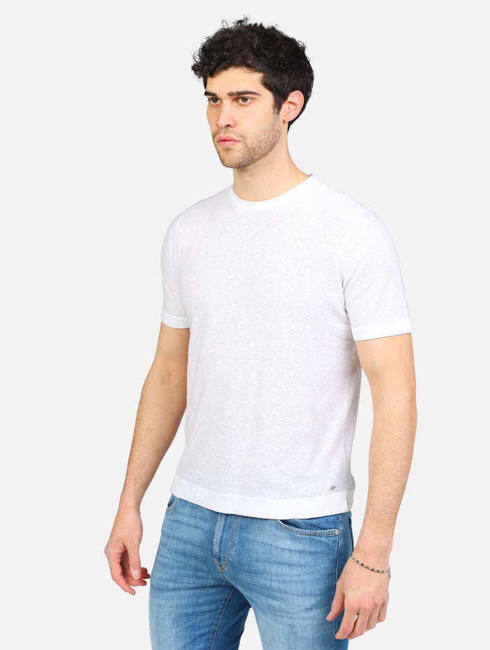 art. mk890015: maglia girocollo mezze maniche misto lino