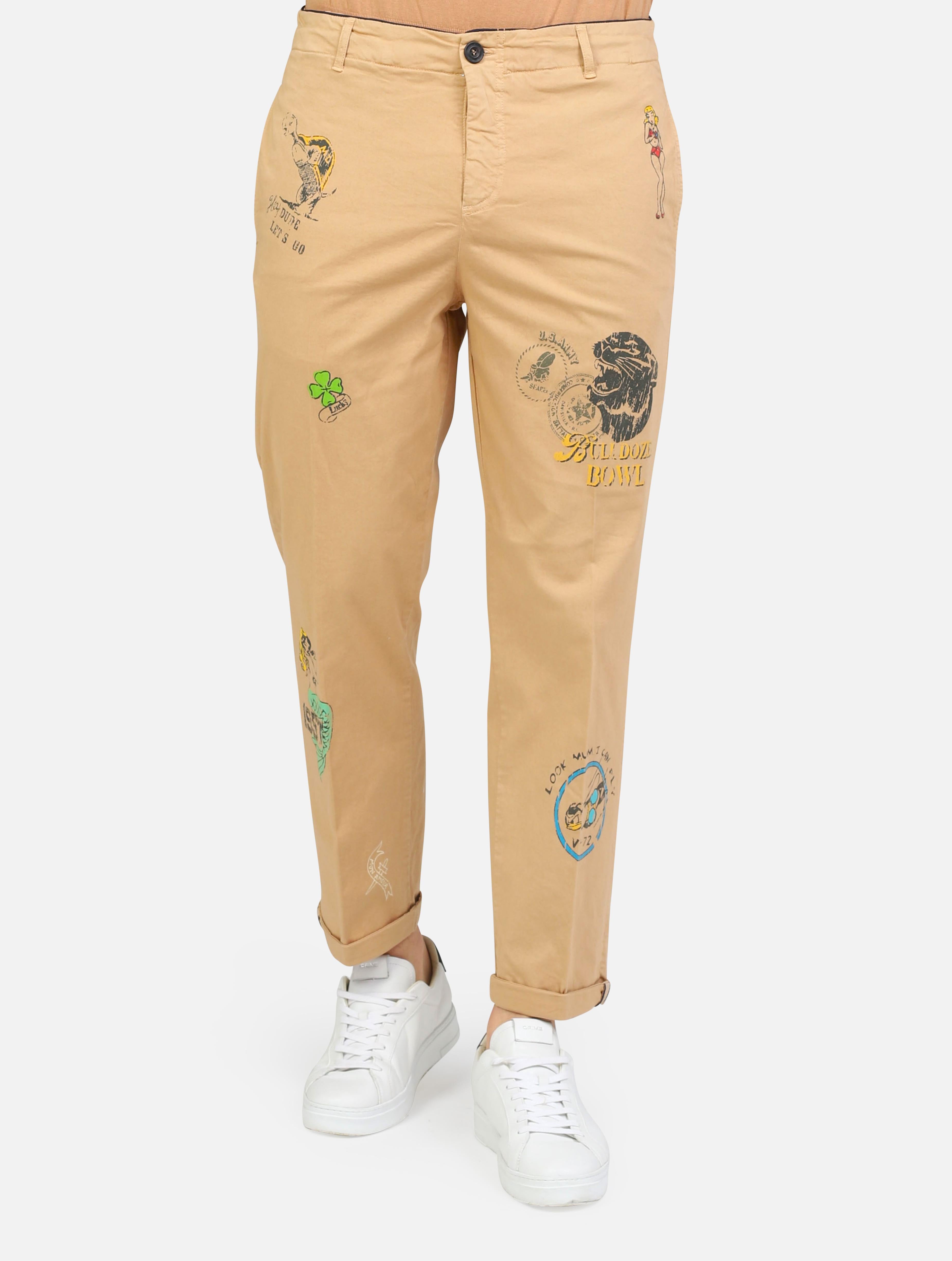 art. ancon/s-t095: pantalone tailored con tasche a taglio e stampe