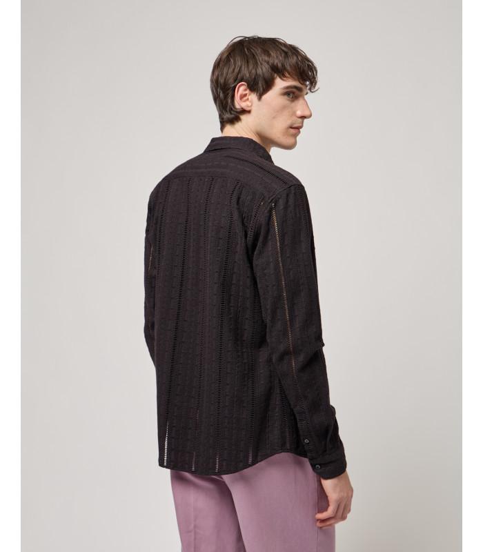 camicia ricamata con colletto a punte