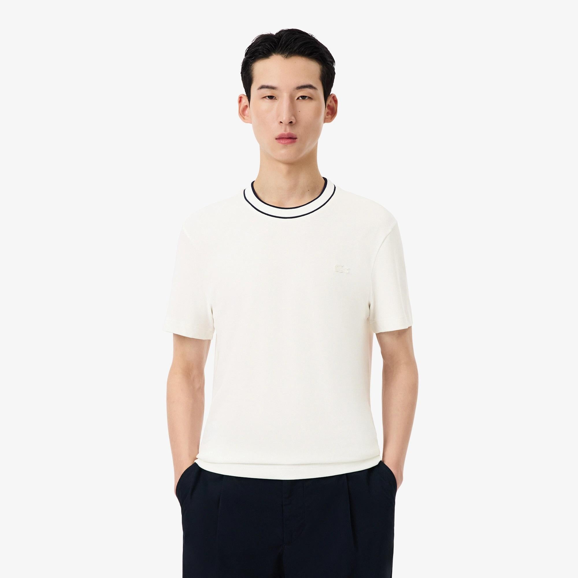 art. th8174: t-shirt girocollo con contrasto di colore sul colletto
