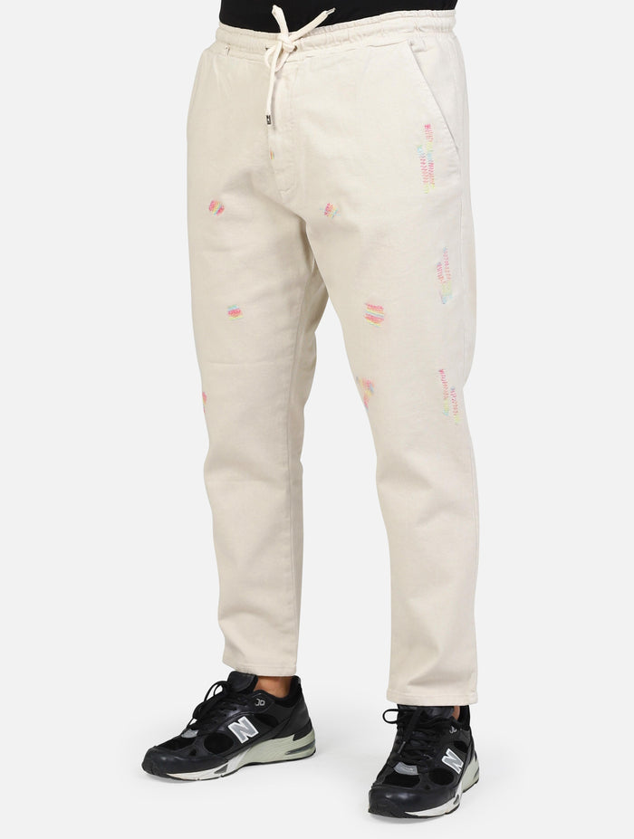 art. roctcricsab: pantalaccio cargo con tasche a taglio e cuciture colorate