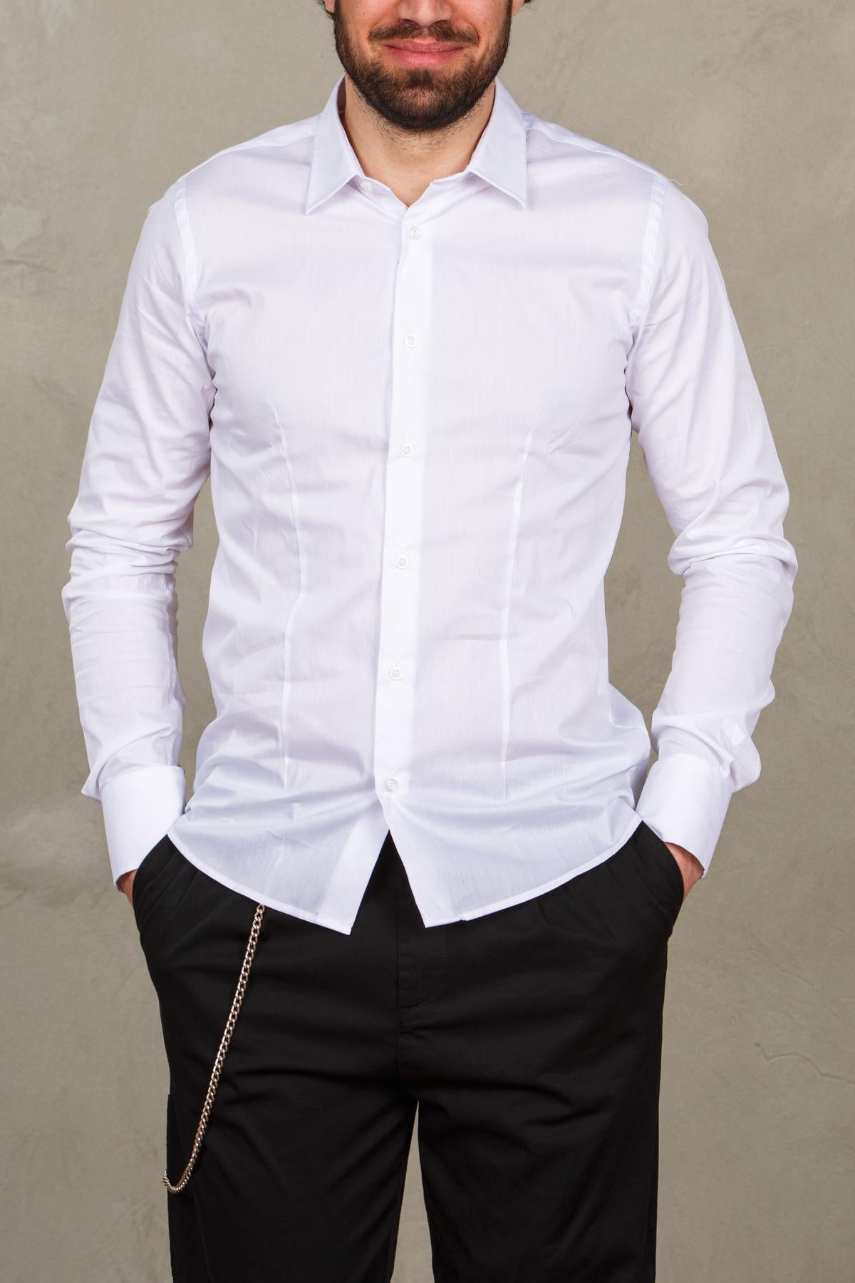 Camicia basic uomo con pinces. A20041P AMATEBIANCO