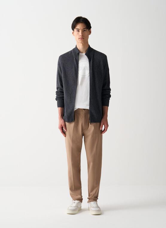 maglia full zip in misto cashmere finezza 7