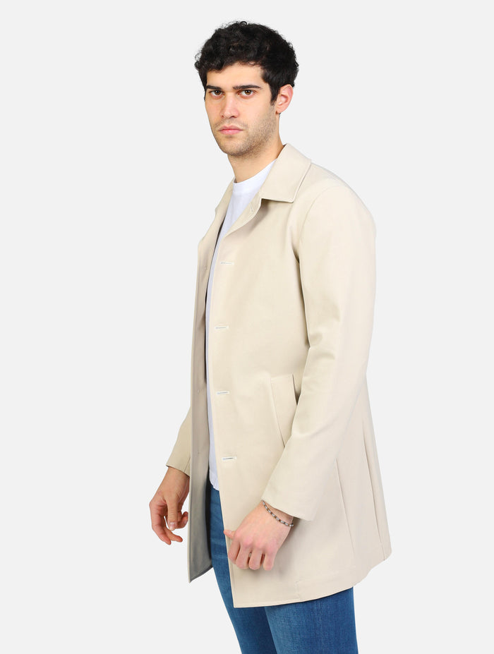 art. oc1s2s5j11: trench corto colletto alla francese e tasche verticali a taglio coperte