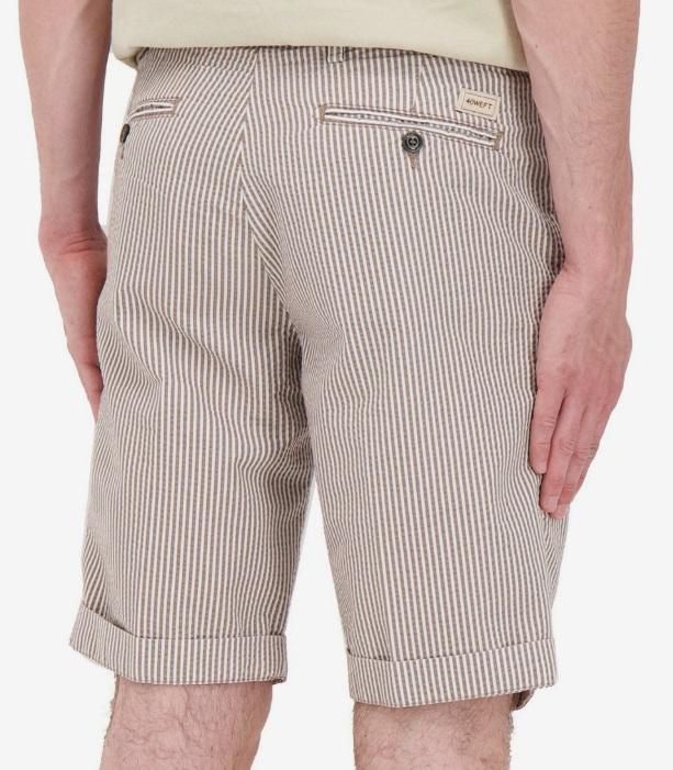 bermuda chino basic regular fit bianco riga marrone