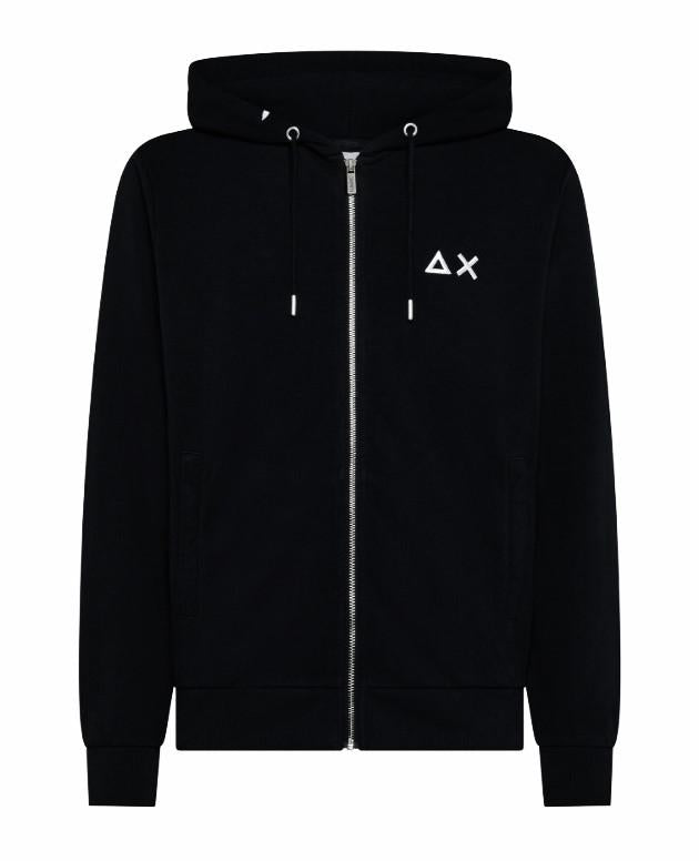 art. f35101: felpa hoodie con cappuccio con dettaglio a contrasto e tasche sui lati