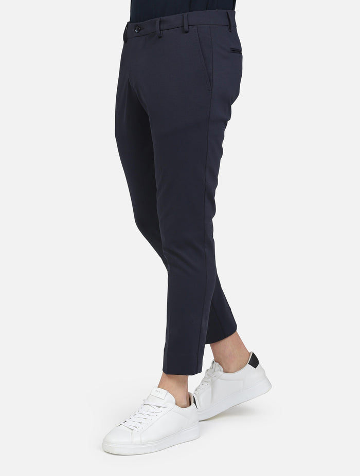 art. bogart pa54: pantalone classico con tasche a taglio con cucitura a vista, chiusura zip